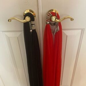 Red and Black Scarves with Silver Accents